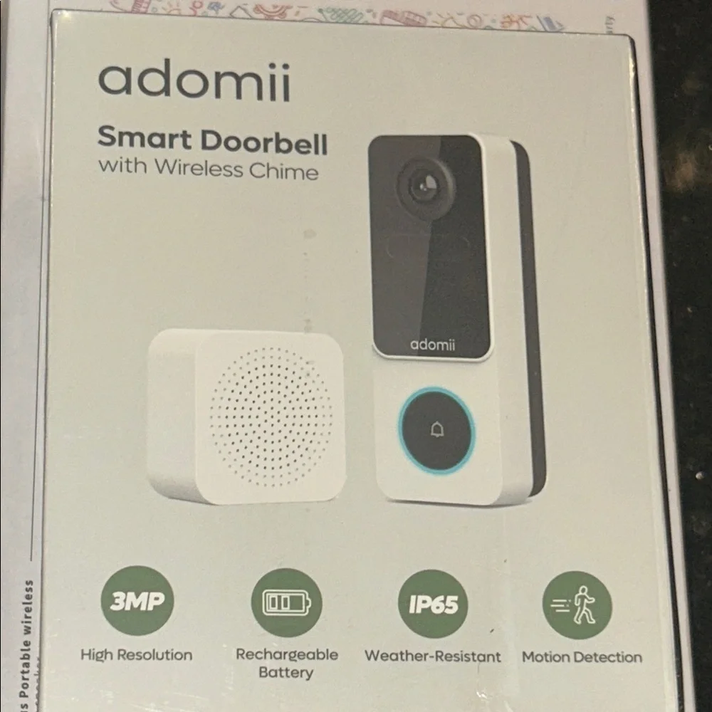 Smart Doorbell with Wireless Chime - Black and White